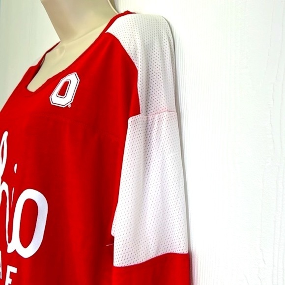 Ohio State Authentic Apparel - Ohio State 3 Quarter Red & White Mesh Shirt L - Picture 6 of 12